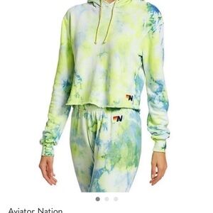 Aviator Nation Lime and Sky sweat pants